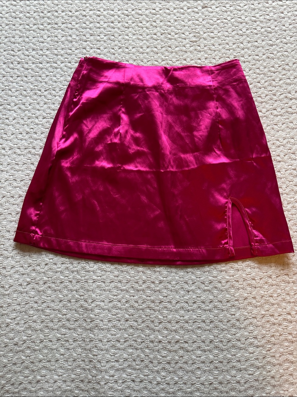 SHEIN Hot Pink Satin Mini Skirt with Front Notch